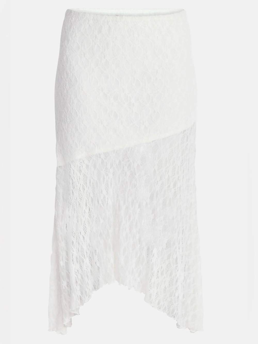 NWOT No Boundaries White Lace Asymmetrical Midi Skirt